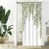 Uiiooazy Tenda Doccia Antimffa, Tenda da Doccia Piccola 90x180cm Verde Salvia Eucalipto Foglie Blu Verdi Tende da Bagno Tessuto Lavabile Impermeabile Poliestere Tende per Vasca da Bagno con 6 Anelli