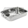 Menax - Teglia da Forno con Grill di Raffreddamento in Acciaio Inox - Teglia Vassoio Rettangolare - Stampo per Forno con Grill - Vassoio da Cucina - Acciaio Inossidabile - Argento - 30 cm