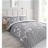 Catherine Lansfield Meadowsweet - Set copripiumino singolo reversibile con federa, motivo floreale, grigio e rosa