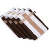 Gözze - Guanto da Bagno a Righe New York, Set da 2 Pezzi, Morbido e Assorbente, 100% Cotone, 17 x 24 cm - Marrone/Bianco/Moka