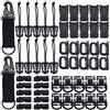 RoadLoo Attacchi Tattici Molle,RoadLoo Kit of 52 Tactical Gear Clip Set Multiuso con Chiusura a D 360 Rotation D-Ring Clips Clip per Tubo d'acqua Fibbia Dominator con Corda Elastica per Borse Tattiche Zaini