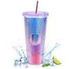 REFORUNG Bicchieri di Plastica con Coperchio e Cannuccia da 710ml Bicchiere da Viaggio di Plastica a Doppia Parete Tazza da Caffè per Tutti i Tipi di Bevande Fredde o Calde