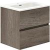 Baikal Mobile da bagno a due cassetti, sospeso a parete con lavandino. Melamina 16. Mobile montato. Mobile da 60 cm Nebraska senza specchio