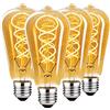 HUSTUNG Lampadine LED E27, Dimmerabile Lampadina LED 4W (Equivalente a 40W) ST64 Edison Vintage Lampadina LED E27 Luce Calda 2700K - Ambra, Pacco da 4
