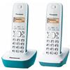 Panasonic KX-TG1612FRC, Telefono Duo cordless DECT senza segreteria, Colore Bianco e Azzurro [Versione Francese]
