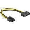 Delock 82924 - Cavo Power SATA 15 pin > 6 pin PCI Express, nero-giallo, 20 CM