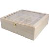INNSPIRO Scatola in legno con vetrina da 32 x 32 x 10 cm. e divisori a doppia altezza