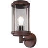 Trio Leuchten Tanaro 202360124 - Lampada da parete per esterni, in alluminio pressofuso, colore ruggine, plastica trasparente, 1 E27