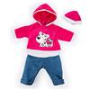 Bayer Design bambole 40-46cm, pantaloni, top e cappello, set, vestito con leopardo, Colore rosa, bianco, jeans, 84678AA