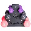 KingsBox Set Manubri in Neoprene, Pesi Diversi, Rack, Rastrelliera in Ferro Inclusa, Allenamento, Casa e Palestra, Dumbbells, Fitness, 1 kg, 2 kg, 3 kg