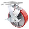 WAGNER Ruota pesante industriale - DIRECTION LOCK 3in1 - ruota girevole e fissa, ghisa - argento/rosso, battistrada morbido, 2 iniettori, freni, diametro Ø 150 mm, portata 400 kg - 04011501