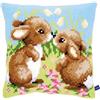 VERVACO Kit Cuscino Punto Croce Piccoli Conigli Set Ricamo Principianti Cuscini Gobelin Decorativi ca. 40 x 40 cm Accessori per Lavoretti Creativi DIY Casa Decor Hobby Adulti Cross Stitch