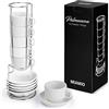 MIAMIO - Set 6 Tazzine Espresso 75 ml con Supporto Ceramica Gres - Tazze Piccole per Espresso - Set Moderno Bianco - Collezione Palmanova, Lavastoviglie