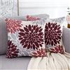 HomeStilez Copricuscini Divano 45x45 Federa per Cuscino Decorativi Moderni Dalia Rosso e Grigio Motivo Geometrico Astratto Federe Cuscini in Lino per Divano Panca Soggiorno Camera da Letto Set di 2