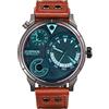 SURVAN WatchDesigner Orologio Uomo Quarzo Analogico Cronografo Moda Multifunzionale Specchio in vetro Riflettente Rinforzato Cinturino In Vera Pelle Luminoso