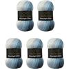 Wollbiene Moonlight Glitter Batik Simli - 5 Gomitoli da 100 g, 500 g Totali, per Lavori a Maglia e Uncinetto - 20% Lana Metallica Turca Sfumata (5500 Blu)