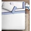 Ipersan Completo letto con DOPPIA BALZA RASO di Cotone 2 piazze Bordo RASO Azzurro/Jeans fondo Bianco