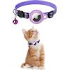 KOLACEN Collare riflettente AirTag, collare per gatti GPS regolabile, fibbia staccabile compatibile con Apple AirTag, collare anti-smarrimento per gatti gattini di piccola taglia (Viola)