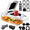 Mkitnvy 23 in 1 Mandolina per Verdure, Taglia Verdure Multifunzione con 12 Lame in Acciaio Inossidabile, Affetta Verdure Manuale per Tagliare e Grattugiare, Tagliaverdure per Cipolle Pomodori Patate Frutta