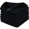 Moosfor Strofinacci 100% cotone, set da 6 pezzi, 30 x 30 cm, morbidi strofinacci da cucina, assorbenti, spessi senza pelucchi, colore nero