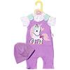 Zapf Creation 870549 Dolly Moda - Tutina in Maglia, con Berretto, 43 Cm, Colore Lilla/Bianco