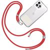 TBOC Cordino Catenella Laccio Strap Porta Cover [Rosso] con Toppa di Fissaggio [Bianco Ice] per Telefono Cellulare da Collo - Tracolla Catenina con cordini Accessori Telefoni Universale Laccetti