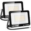 RIGIDON 2x 75W Luci da Esterno, 7500 Lumens Faretto Led, Fari di Sicurezza, Proiettore Led Esterno, Faretti LED Lampada Luce Bianca Naturale 3000K, IP66 Per Giardino Cortile Garage Piazza Officina