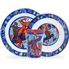 Sorrisini Set Stoviglie Riutilizzabile Per Bambini Spiderman, Set Piatti in Plastica Asilo, Scoula, Set Svezzamento Prima Pappa Bebé, Piatto, Ciotola, Bicchiere 260ml, Senza Bpa, Spiderman
