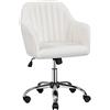 Yaheetech Sedia Scrivania Poltroncina Ufficio Ergonomica in Velluto Girevole a Rotelle Reclinabile Altezza Regolabile Imbottita Portata 136 kg Avorio