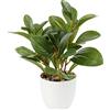 Briful Pianta artificiale di camelia, piante finte in vaso, piante artificiali in vaso per decorazione domestica, 28 cm, piante verdi finte di camelia, bonsai per soggiorno, scaffale, scrivania