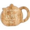 Declea Tavoletta Cucina Teiera Love Decorazione in Legno - Tavoletta in Legno Realizzata a Mano Decorazione Originale per la casa, Decorazione in Legno da Appendere o da appoggio