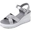 QUEEN HELENA Zeppe Sandali Sportivi Platform Alti Donna X28-213 (Argento, numeric_39)