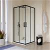 DEGHI Box doccia nero 100x100 cm apertura angolo scorrevole 200h in vetro temperato anticalcare - Naomi