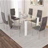 DEGHI Set 6 sedie in tessuto nabuk grigio con schienale alto - Fenice