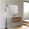 DEGHI Mobile bagno sospeso 80 cm antracite e noce nativo con lavabo integrato e specchio - Julia