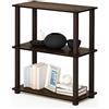 Furinno Libreria Bassa a 3 ripiani Walnut/Brown Tubo rettangolare