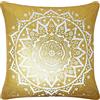 IT IDEAL TEXTILES Ideal Textiles Metallico per Cuscino, Lusso Foil Stampa Cuscini, Moderno Design retrò, 100% Cotone Cuscino Casi Mandala (Oro)