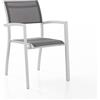 Wink Design Nantes Set di 2 Sedie con braccioli da Esterno/Interno Sedia, Grigio, Bianco Opaco, H86x56x62 cm