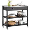 SoBuy Carrello da cucina con 2 cassetti Mobile da ingresso Credenza Carrello portaoggetti Nero L100xP45xA92 cm FKW47-SCH