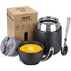 LOGEEYAR Thermos per Alimenti 500ml, Contenitore Termico per Alimenti di Acciaio Inossidabile con Cucchiaio Pieghevole, Isotermico Sottovuoto per Cibi Caldi e Freddi (nero)