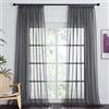 PONY DANCE Tenda in voile grigia per decorazione salotto moderna per casa camera da letto in lino, effetto fettuccia romantica, 140 x 245 cm (larghezza x altezza), confezione da 2, grigio puro