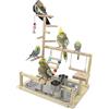 WishesMar Parco Giochi per Pappagalli Palestra per Uccelli Terreno di Gioco per Cocorite con Posatoi Supporto Tazza di Alimentazione Scala Altalena e Vassoio pour Cacatua, Legno, Taglia 45x37x26 CM #B