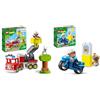 LEGO 10969 DUPLO Town Autopompa, Camion Giocattolo dei Pompieri con Luci e Sirena & 10967 DUPLO Motocicletta Della Polizia, Moto Giocattolo per Bambini dai 2 Anni in su