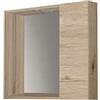 Mama Store SPECCHIERA Bagno con VANO Contenitore e Luce LED-Quercia Naturale, L. 60 CM X P. 16 CM X H.60 CM