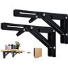 Beinhome 2 Pezzi Staffe Pieghevoli 300mm Supporto Tavolo Pieghevole Nero Staffe per Mensole Pieghevoli Cerniera Reggimensola per Mensole Pesanti, Carico Massimo 60kg