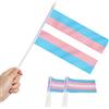 Anley Bandierina del Bastone Transgender, Transgender5.5 x 8 Pollici (12 X 20 cm) Mini Bandiera Portatile con Asta Solida Bianca da 12 (30 cm) - Colore vivido e Resistente allo sbiadimento