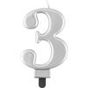 Beauty&Charm GoDan Candela a forma di cifra 3, argento metallizzato, altezza 8,0 cm