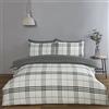 Rapport Home Set di biancheria da letto reversibile a quadri scozzesi, colore grigio, set di biancheria da letto matrimoniale a 180 fili