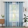 Woaboy Tende per Interni 2 Pezzi 140x260cm Tende Finestre Voile Semi Trasparenti per Soggiorno e Camera da Letto Moderne Luminoso per Decorazioni per la casa Romantico Blu navy