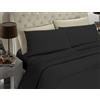 BANZAII TEXTILE INNOVATOR ONLINE Banzaii Completo Lenzuolo Singolo, Nero 100% Microfibra Made in Italy, Lenzuolo Sopra 150 x 290 cm, Lenzuolo Sotto 80/90 x 190/200 x 25 cm, 1 Federa 52 x 82 cm